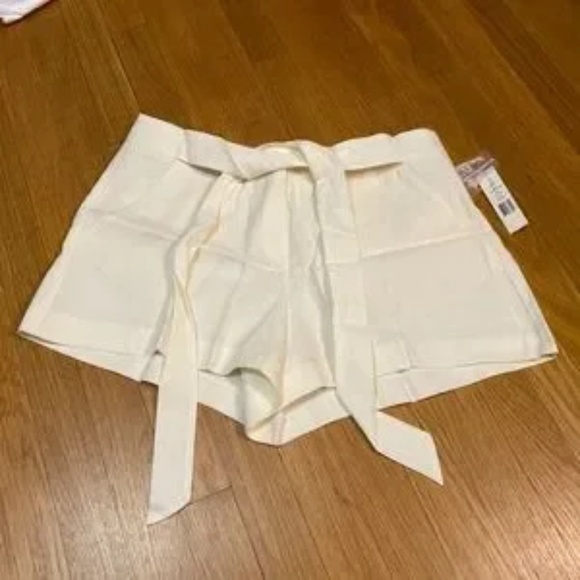 Theory Pants - NWT Theory Nattie Organic Linen Natural Sz 12 Belted Floaty Flare Trouser Leg